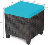 Tangkula 2 Pieces Outdoor Patio Ottoman, All Weather Rattan Wicker Ottoman Seat, Patio Rattan Furniture - Photo 3