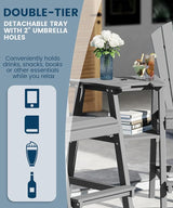 FOOWIN Tall Adirondack Chair Set of 2, All Weather HDPE Bar Height Adirondack Chair with Double Connecting Trays - Photo 3