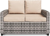 Outdoor Patio Loveseat, All-Weather Outdoor Wicker Sofa with Comfy Cushions, Patio Furniture Set 2 Person Couch - Photo 5