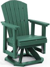 SERWALL Adirondack Swivel Glider, HDPE Glider for Outdoor, All-Weather Glider Rocking Chair for Porch, Balcony, Green - Photo 1
