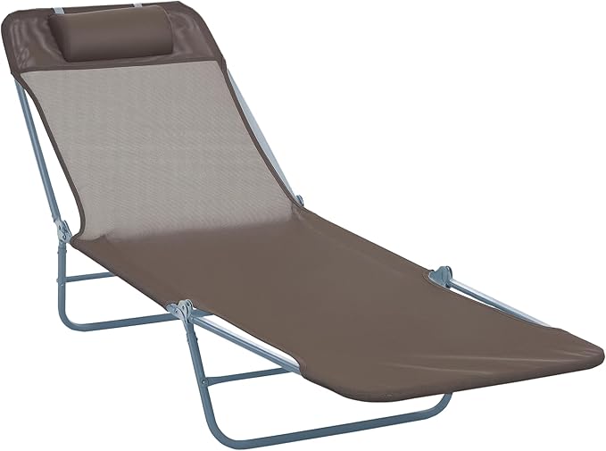 Outsunny Folding Chaise Lounge Chair, Pool Sun Tanning Chair, Outdoor Lounge Chair with Reclining Back - Photo 1