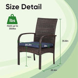 Outdoor Wicker Patio Dining Chairs with Padded Cushions Set of 4: Porch Rattan Chairs Club Chairs with High Back and - Photo 4