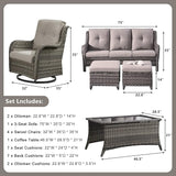 Rilyson Wicker Patio Furniture Set - 8 Piece Rattan Outdoor Sectional Conversation Sets with 4 Swivel Rocking Chairs - Photo 3