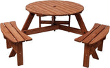 Wooden Picnic Table,Outdoor Wooden Dining Rectangle Table w/Umbrella Hole,for Patio,Garden,Backyard - Photo 5