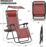 MoNiBloom Patio Zero Gravity Chair Outdoor Recliner Lounger with Canopy Shade and Foot Rest, Cup Holder, 330lbs Capacity - Photo 3