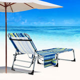Goplus Tanning Chair, Folding Outdoor Beach Lounge Chair with Face & Arm Hole, Carrying Strap, Pillow, Side Pocket - Photo 8