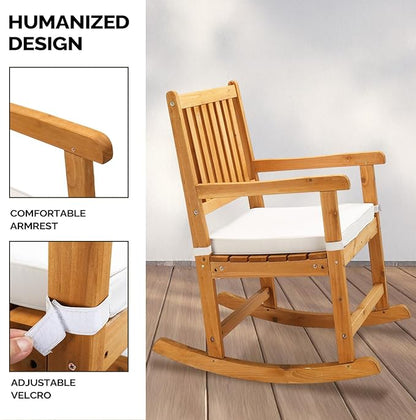 VINGLI Oversized Rocking Chair, Wooden Rocking Chair with High Back, Outside Porch Rocking Chair for Patio, Yard, Garden, 550 LBS, Teak (Teak, 2 PCS)