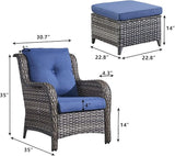 Rilyson Wicker Patio Furniture Set - 4 Piece Rattan Outdoor Sectional Conversation Sets with 2 Chairs and 2 Ottomans - Photo 3