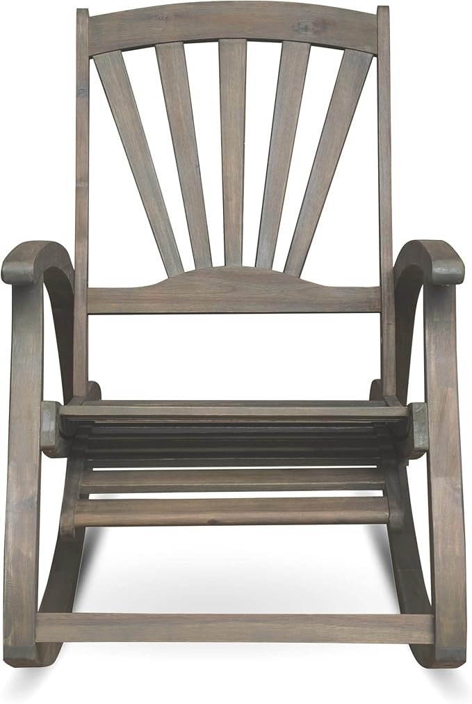 Outdoor Acacia Wood Rocking Chair with Retractable Foot Panel,Rocker Patio Rocking Chair for Porch, Patio, Balcony,