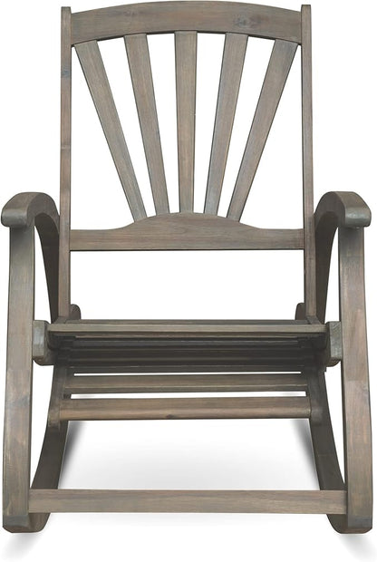 Outdoor Acacia Wood Rocking Chair with Retractable Foot Panel,Rocker Patio Rocking Chair for Porch, Patio, Balcony,