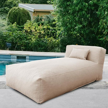 Dineli Modern ANNY-H Lounge Chair Outdoor Bed Lounger Outdoor Couch Sofa Comfy Patio Furniture Dense Foam Pool Loungers Lazy Sofa for Outside, Water-Resistant Sunbed (Light Beige, 70'' Length)