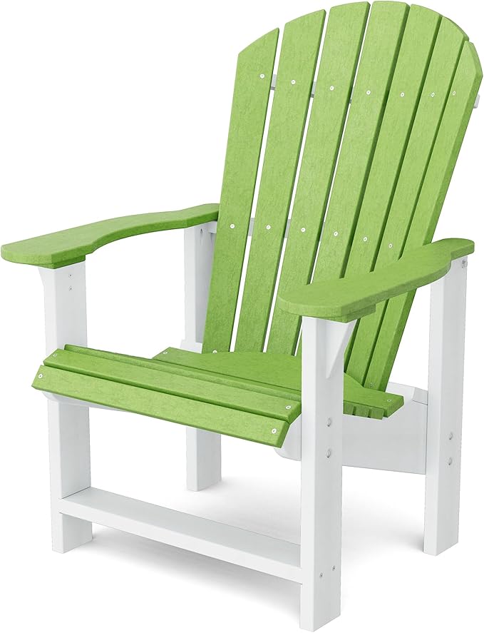 Wildridge Heritage Upright Adirondack Chair, Lime Green and White - Outdoor All-Weather Poly Furniture for Patio, Deck, Yard