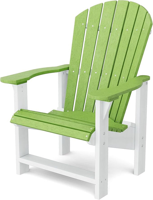 Wildridge Heritage Upright Adirondack Chair, Lime Green and White - Outdoor All-Weather Poly Furniture for Patio, Deck, Yard