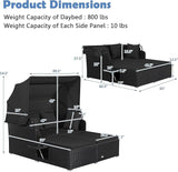 Tangkula Patio Rattan Daybed with Retractable Canopy, Outdoor Wicker Sunbed Lounger with 2 Foldable Side Tables - Photo 4