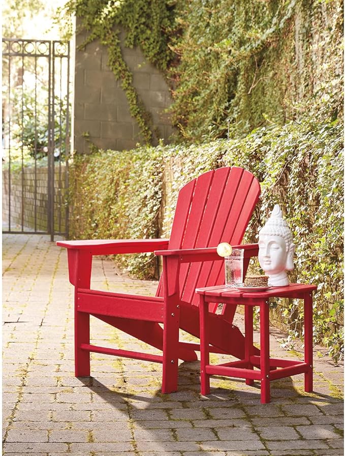 Signature Design by Ashley Sundown Treasure Outdoor Patio HDPE Weather Resistant Adirondack Chair, Red