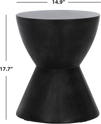 Safavieh Outdoor Athena Black Modern Concrete Round Accent Table