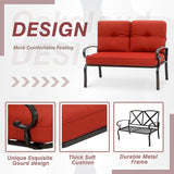 Oakcloud Outdoor 2 Pcs Patio Loveseat Bench Metal Frame Furniture Set with Thick Cushions and Coffee Table - Photo 4