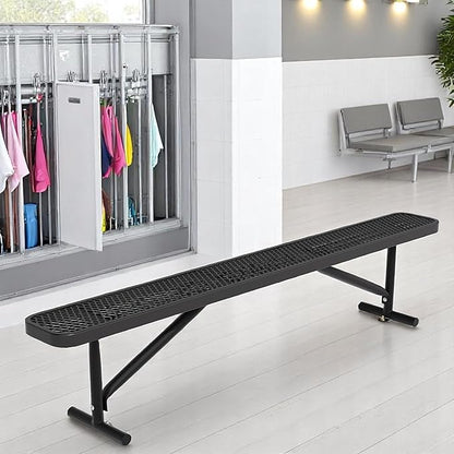 Park Benches for Outside, 8 ft Long Metal Porch Bench Furniture Patio Seating, Industrial Bench Commercial Expanded Metal Mesh Benches for Garden, Lawn, Backyard, Park, Deck, Patio, School