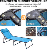 Patio Lounge Chair Folding Chaise Bed - Heavy-Duty 400lb Capacity Portable Adjustable Recliner w/Pillow for Pool - Photo 9