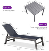 PURPLE LEAF 6-Piece Patio Chaise Lounge Outdoor Pool Lounge Chairs with Adjustable Backrest and Side Tables Aluminum - Photo 3