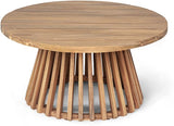 Christopher Knight Home Hakee Acacia Wood Patio Coffee Table, Round Coffee Table with Unique Wooden Base - Photo 7