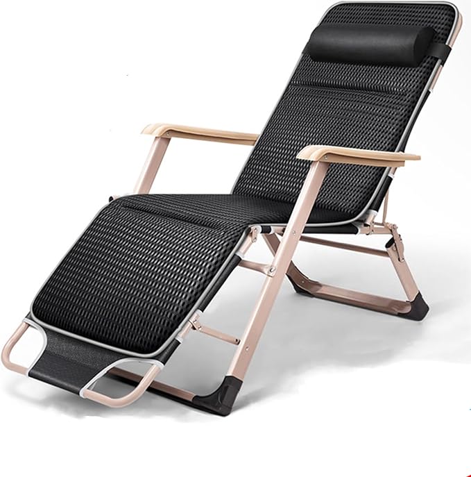 Chair Reclining Lounge Chair Patio Chairs, w/Removable Cushion & Headrest, Reclining Camping Chair w/Upgraded Lock - Photo 1