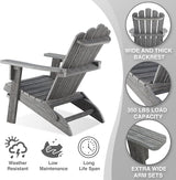 Folding Adirondack Chair, HDPE Adirondack Chairs, All-Weather Resistant Lawn Chairs,Patio Firepit Chairs for Garden - Photo 4