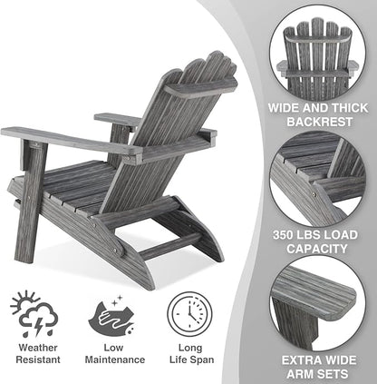 Folding Adirondack Chair, HDPE Adirondack Chairs, All-Weather Resistant Lawn Chairs,Patio Firepit Chairs for Garden