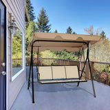 Tangkula 3 Person Patio Swing, Steel Frame with Polyester Angle Adjustable Canopy, All Weather Resistant Swing Bench - Photo 4