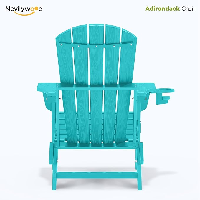 nevilywood HDPE Foldable Adirondack Chairs Set of 2, Waterproof All-Weather Outdoor Design, for Fire Pit, Patio & Beach - Photo 9