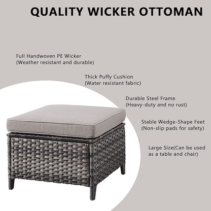 Rilyson Wicker Patio Furniture Set - 7 PC Rattan Outdoor Sectional Conversation Sets with 2 Rocking Swivel Chairs,2 Ottomans,1 Sofa,1 Loveseat and 1 Coffee Table for Porch Deck(Mixed Grey/Grey)