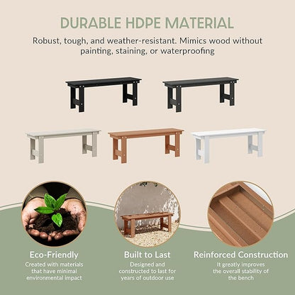 WestinTrends Ashore Outdoor HDPE 48" Modern Backless Patio Bench, Teak