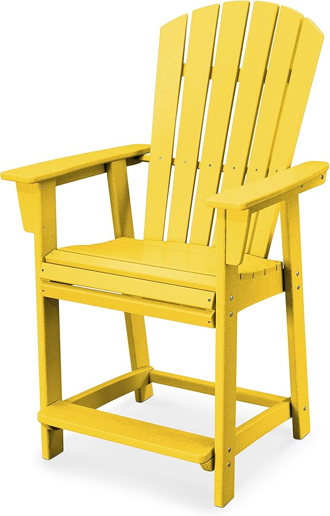 POLYWOOD® Nautical Curveback Adirondack Counter Chair in Lemon