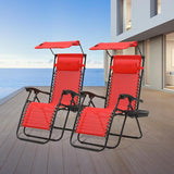Athena Collection Zero Gravity Outdoor Lounge Chair Set of 2 with Canopy Shade - Photo 10