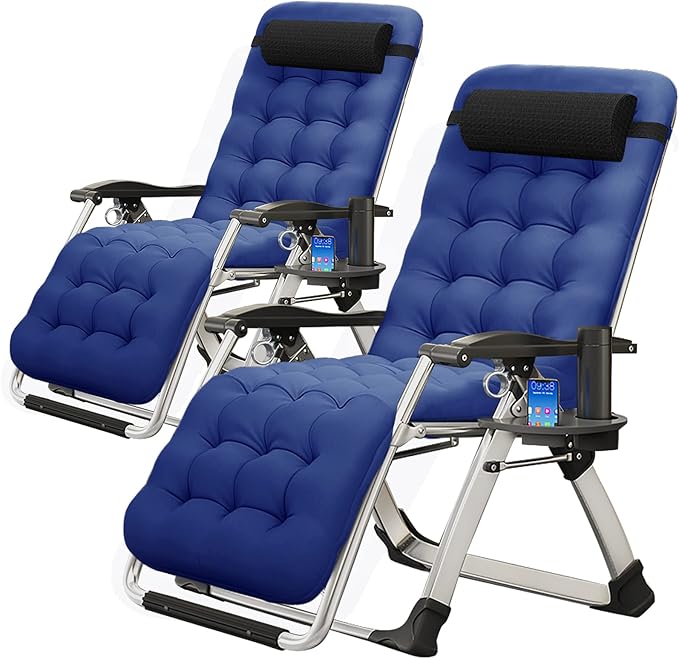 MOPHOTO Zero Gravity Chair, Outdoor Padded Lounge Chair with Side Table, Zero Gravity Recliner Chair - Photo 1