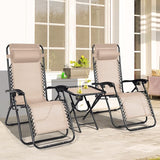 HAPPYGRILL Zero Gravity Lounge Chairs Set with Coffee Table, Folding Reclining Chairs with Side Table and Pillow - Photo 4