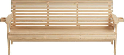 Amish Casual Heavy Duty 6 Foot Pressure Treated Outdoor Garden Bench in Unfinished with Cup Holders - Amish Crafted Roll Back Design, 700 Lb Weight Capacity
