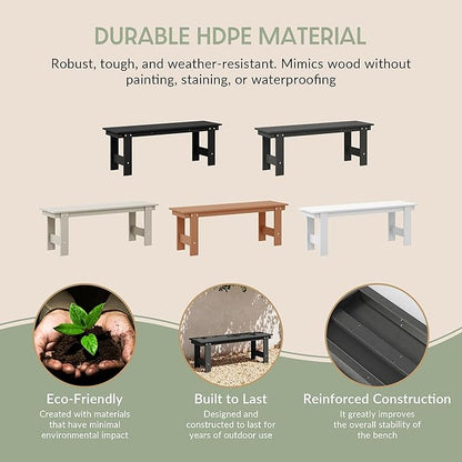 WestinTrends Ashore Outdoor HDPE 48" Modern Backless Patio Bench, Gray