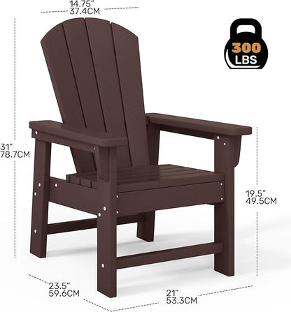 Costaelm Kids Adirondack Chair Set of 4, Plastic Outdoor Kids Chair Toddler Patio Furniture and Outdoor Children Picnic Activity Lawn Chair for Garden, Patio, Backyard & Beach, Dark Brown