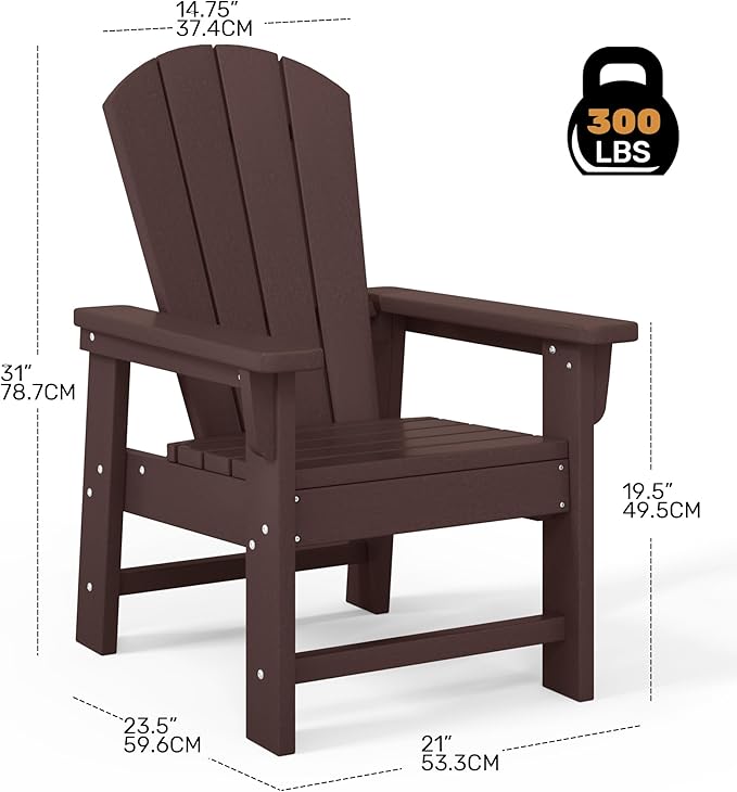 Costaelm Kids Lawn Chair, Toddler Outdoor Chair Kids Patio Furniture and Outdoor Children Picnic Activity Modern Adirondack Chairs for Garden, Patio, Backyard & Beach, Dark Brown