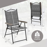 Giantex Set of 2 Patio Folding Chairs, Outdoor Patio Dining Chairs w/Armrest, Sling Back, Metal Frame - Photo 3