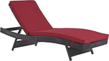 Modway Convene Wicker Rattan Outdoor Patio Chaise Lounge Chairs in Espresso Red - Set of 4 - Photo 5