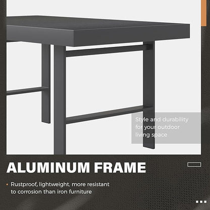 Solaste Aluminum Outdoor Dining Table, All-Weather Rectangle Metal High Patio Coffee Table for Balcony, Garden, Multifunctional Dining Table Coffee Table, Indoor or Outdoor Use, Grey/White