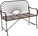 XBrand 44" L Iron Sun-Patterned Seat for Two, Patio & Porch Furniture for Park, Yard, Lawn, Balcony, Backyard – Brown - Photo 1