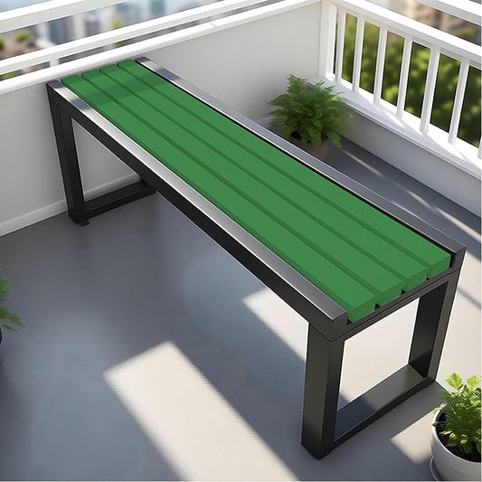 Garden Bench Wood Outdoor Benches All-Weather 2-Person Park Bench Patio Benches with Slatted Seat & Metal Legs, 3.3ft 3.9ft 4.9ft 5.9ft Backless Seat for Porch Lawn Yard(Green Black,39.4in)