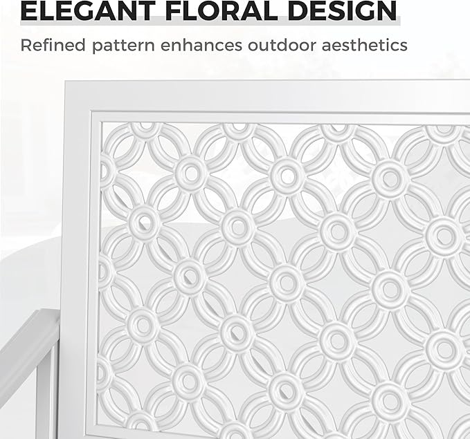 Grand patio 50" Garden Bench, Outdoor Benches with Anti-Rust Metal Powder Coated Frame, Patio Bench for Front Porch Park Outside Furniture Decor,White