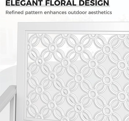 Grand patio 50" Garden Bench, Outdoor Benches with Anti-Rust Metal Powder Coated Frame, Patio Bench for Front Porch Park Outside Furniture Decor,White