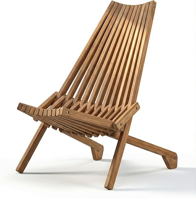 Wooden Folding Tamarack Chairs, Natural Wood Adirondack Chairs, Wood Folding Chair for Outdoor, Patio, Porch, Pool, Backyard, Garden, Balcony and Deck (1 Pack)