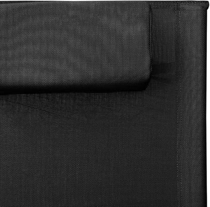 Black Gray Folding Sun Lounger 62 x 26.4 in Textilene Outdoor Chaise Lounge for Patio Poolside Beach Deck Use