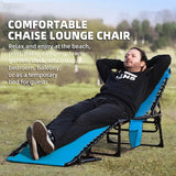 Folding Chaise Lounge Chair Bed - Heavy-Duty 400lb Capacity Portable Adjustable Recliner w/Pillow for Patio, Pool - Photo 4